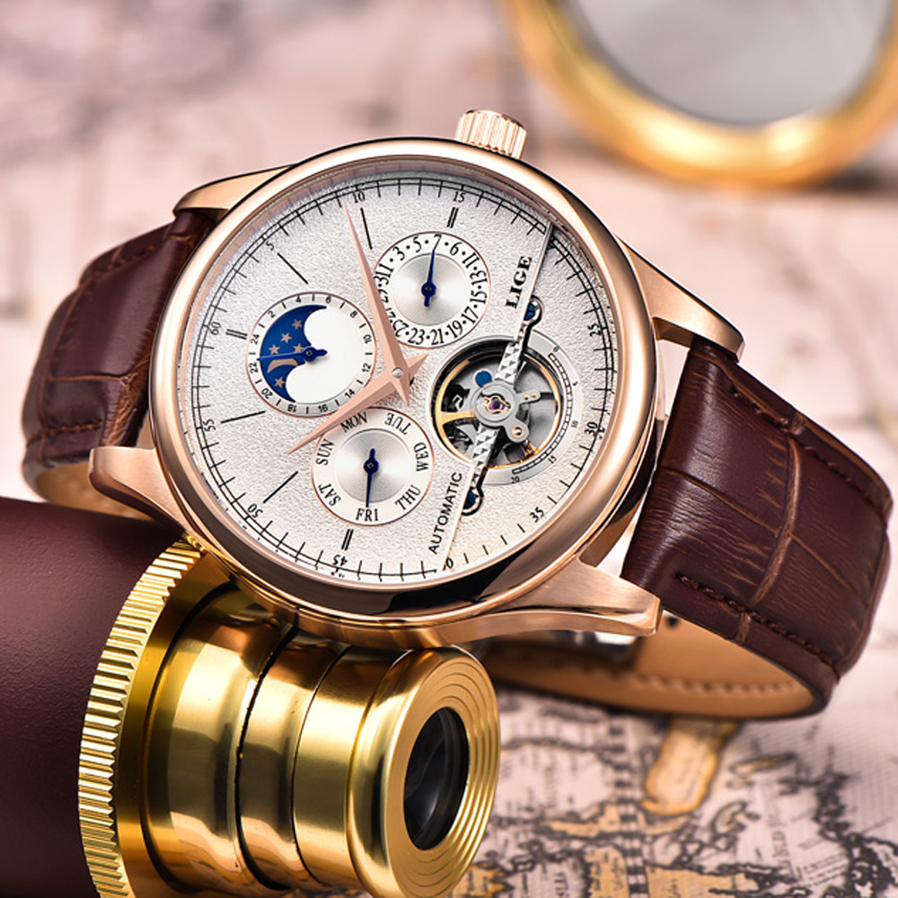 LIGE Marca Clássico Mens Retro - Patek Philippe Watch Nautilus avaliação e preço